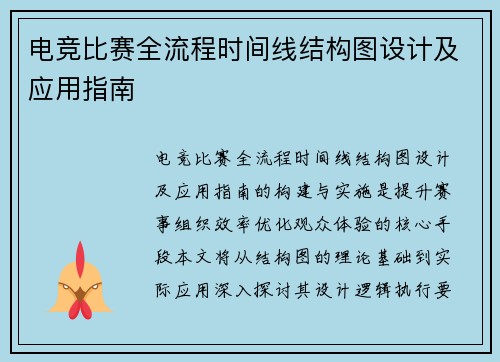电竞比赛全流程时间线结构图设计及应用指南